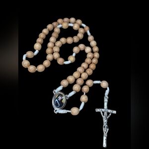 St. Faustyna Relic Wooden Bead Rosary